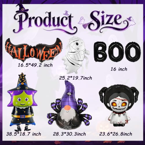 Halloween Foil Balloons Set for Party Decorations Indoor Outdoor Ghost Witch Boo