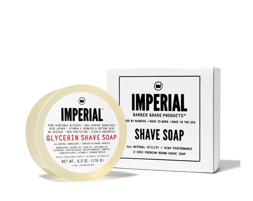 Imperial Barber Glycerin Soap Puck for Shave & Face Use, 6.2 oz
