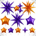 Purple Orange Star Balloon Set - Halloween & Party Decor, 14 pcs
