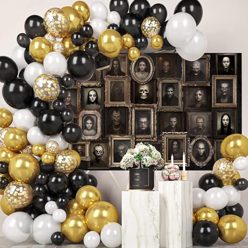 Halloween Portrait Backdrop Banner - Black 70.8x43.3 inch - Spooky Party Decor
