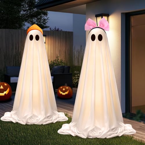 Extra Large Light Up Ghost Halloween Decorations with Scary Sounds - Outdoor Indoor Spooky Set