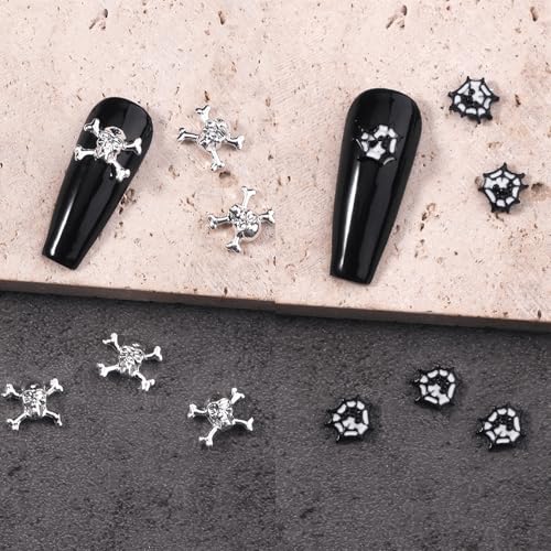 Halloween Nail Charms 30Pcs Ghost Pumpkin Skull Spider Web Bat Nail Art Decorations