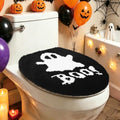 Halloween Toilet Seat Cover Ghost Boo Black & White Bathroom Decor
