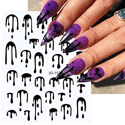 Halloween Nail Art Stickers - Bloody Decals, Fluorescent Water Drop Designs, 12 Sheets