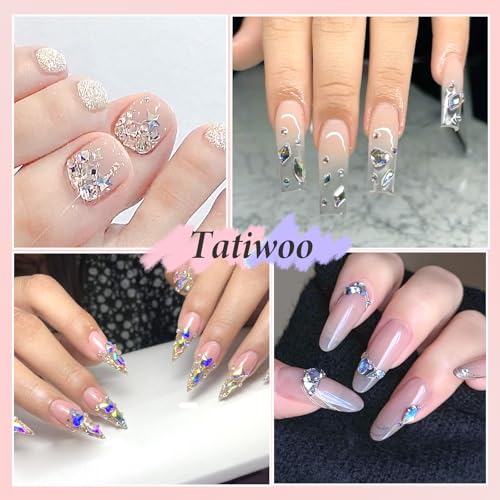 Mini Nail Stones and Gems Set 2-AB Colors - 2000 Pcs Multi-Shape Nail Art Rhinestones