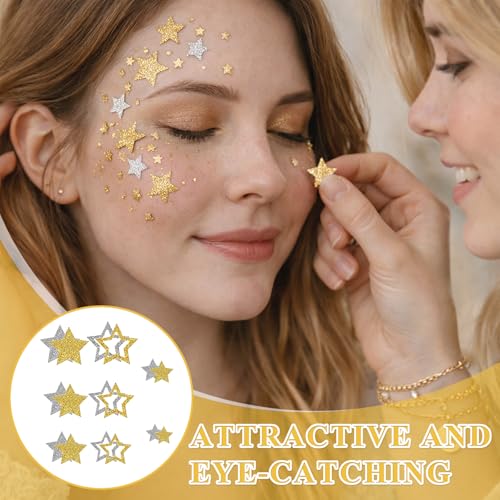 Gold and Silver Glitter Star Stickers - 12 Sheets for Party Wedding Christmas