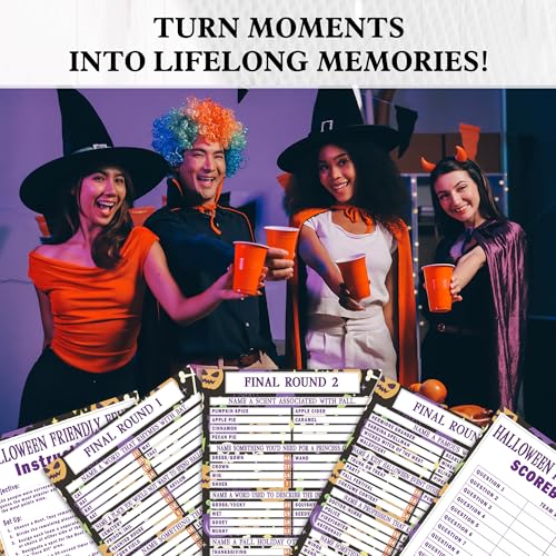 Halloween Friendly Feud Card Game for Adults & Families - Purple Skeleton Variation