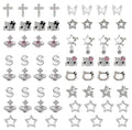 Y2K Nail Charms Set - 54 Silver Kawaii & Star Nail Decorations
