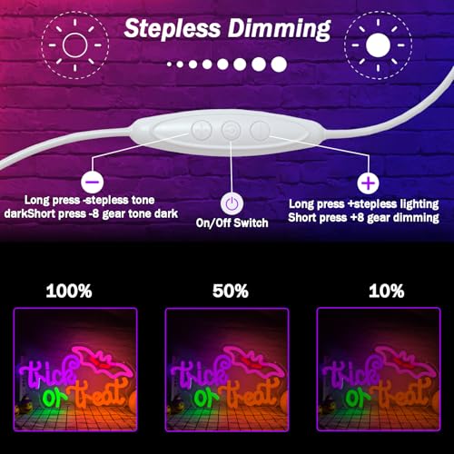Halloween Neon Sign Dimmable Trick or Treat Bat Candy Wall Decor LED Light