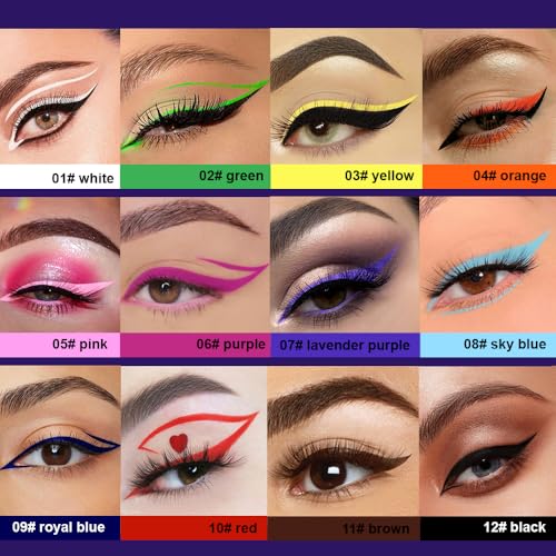 Purple Matte Waterproof Liquid Eyeliner - Smudge-Proof, Long-Lasting, 1Pcs 06-Purple Sponge Tip