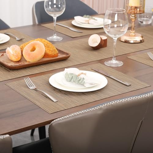 Light Brown Placemats Set of 10 - Large Waterproof Kitchen Dining Table Mats