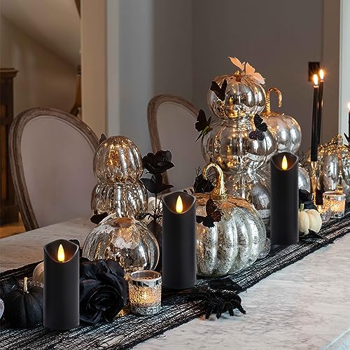 Black Flameless LED Candles Set with Remote Timer - Halloween & Gothic Decor - 9 Pack