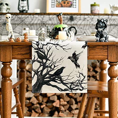 Halloween 13x36 Inch Table Runner - Beige Polyester Home Party Decor