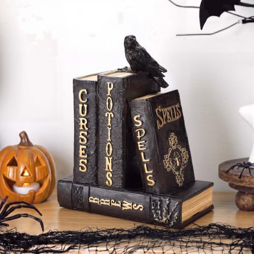 Halloween Spell Book Decor with Black Raven Style - Mantel & Book Decor