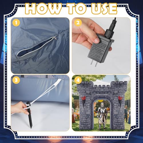 Medieval Inflatable Castle Archway with Lights - 8ft Halloween Party Decor - Variation: Medieval