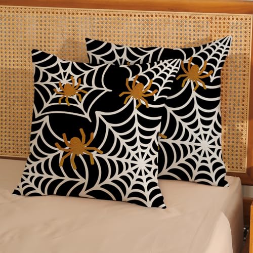 Halloween 06 20x20 Inch Pillow Covers Set of 2 Spider Web Decor Fall Autumn