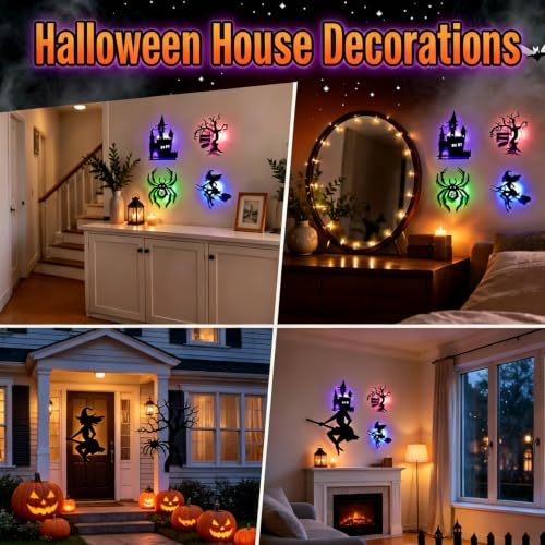 Halloween LED Wall Lights 16-Pack Silhouette 3D Bat Ghost Pumpkin Decor