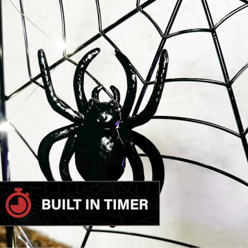 Lighted Metal Spiderweb Halloween Decoration with Stake & Battery Power