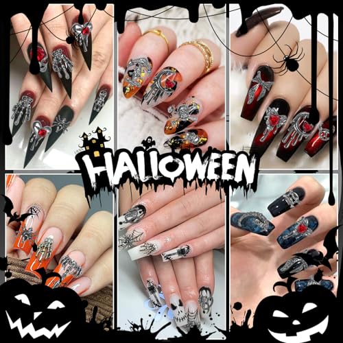 Halloween Nail Charms Rhinestones Set - Gothic Nail Art Decorations 38 Pcs