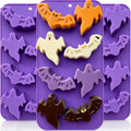 Halloween Ghost & Bat Silicone Mold Set - 3 Pcs Food-Grade Candy & Chocolate Molds with Purple Variation