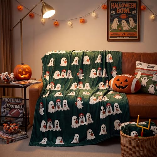 Football Ghost Halloween Throw Blanket - 50x60 Inch Sofa Bed Blanket