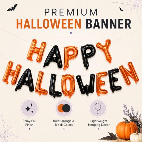 Halloween Balloons Banner 16 Inch Foil Inflatable Party Decorations Orange Black