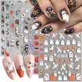 Halloween Nail Stickers Set - Spooky Ghost Pumpkin Design, Color-26