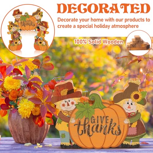 Fall Scarecrow Wooden Block Table Sign Set - Cute Autumn Decor - Halloween & Thanksgiving