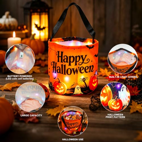 Light Up Halloween Trick or Treat Pouch LED Candy Bag - Single Style