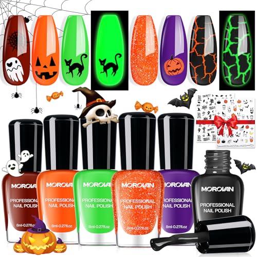 Halloween Nail Polish Set A2 Haunted Forest Palette with Glow & Crackle Effects