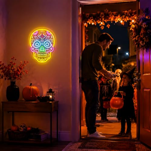 Skull Neon Sign LED Neon Light Wall Decor for Halloween Party - Variation: Skull