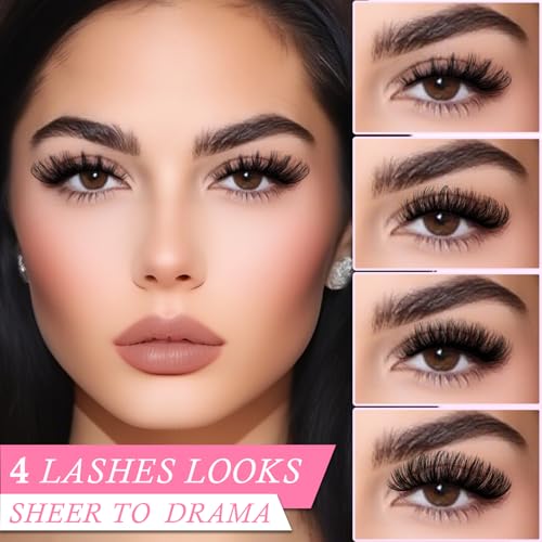 False Eyelash Set AP-3 Wispy Cat Eye Style 4 Styles Reusable Faux Mink Fluffy Lash Pack