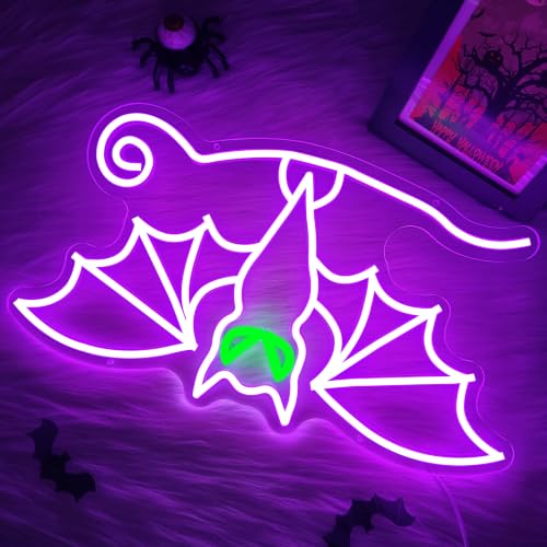 Halloween Bat Neon Sign Hanging Bat LED Neon Light - Gothic Window Decor - D-HangingBat