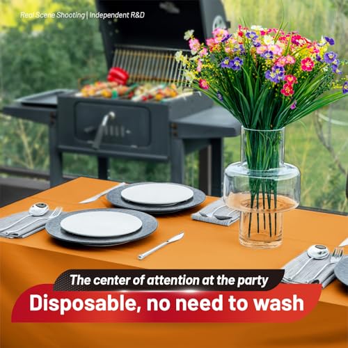Orange Plastic Tablecloth Roll - 3720 x 54 Inches Disposable Rectangular Cover - 310 Ft