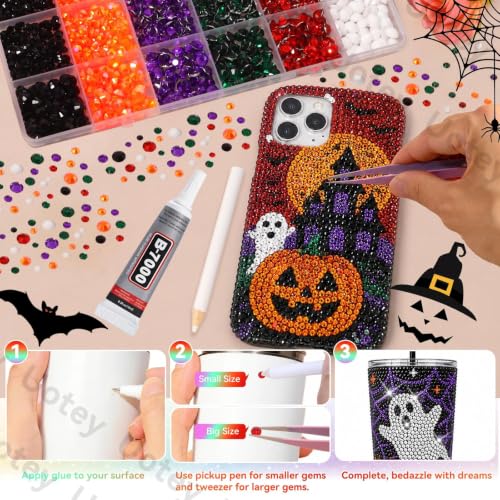 Halloween Rhinestones Kit S1 - 3-6mm Flatback Gems for Bedazzling Crafts