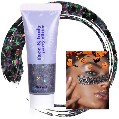 Boko 50ML Body Glitter Gel - Black Halloween Chunky Glitter, Variation 14