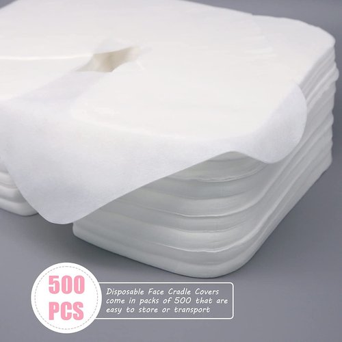 Skiennix Disposable Face Cradle Covers - Medical-Grade Cotton, Spa Headrest Covers | 14.17 x 10.6 Inches