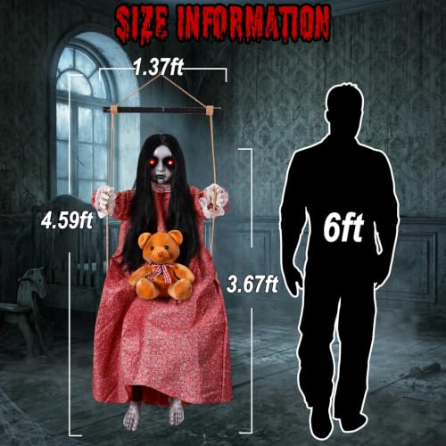 Halloween Animatronics Hanging Swinging Girl Decor - Outdoor Spooky Decoration