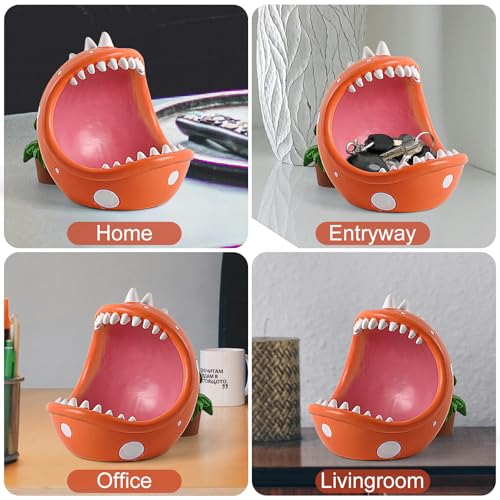 Large Candy Bowl - Piranha Plant Design, Orange, Medium - Decorative Dish & Key Holder