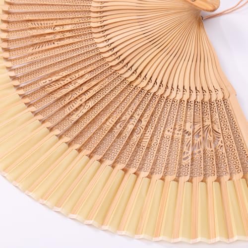 Hand Fan for Vintage Japanese Bamboo Silk - Butterfly / Medium - Elegant Dance & Wedding Accessory