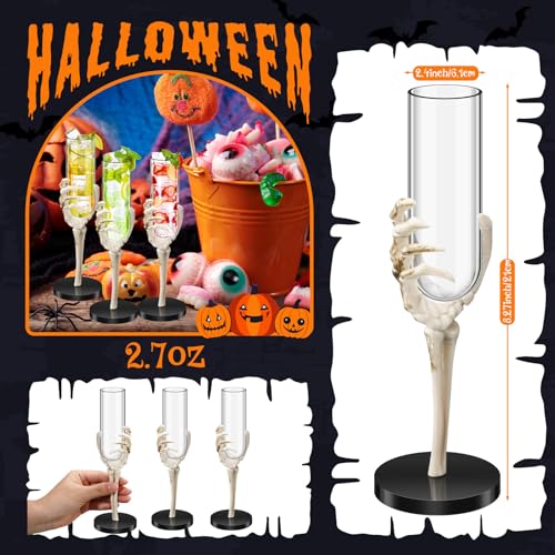 Halloween Skeleton Hand Wine Glasses Set - 6 Plastic Cocktail Glasses