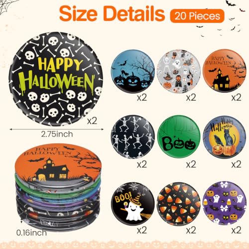 Spooky Halloween Compact Mirror Set - 20 Pack, 2.75 Inch Makeup Mirrors
