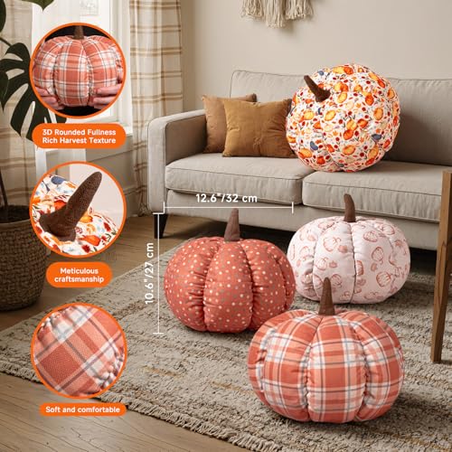 Lanpn Fall Pumpkin Pillow Set of 2 - Halloween Autumn Decor, Style D / L