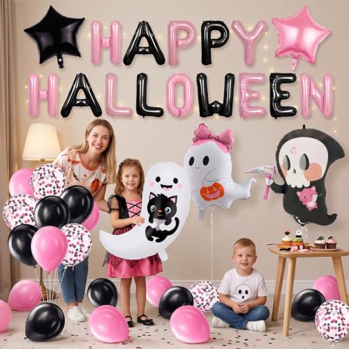 Halloween Party Balloons Set - Includes Grim Reaper, Ghost, Star & 'Happy Halloween' Balloons - Balloon-6