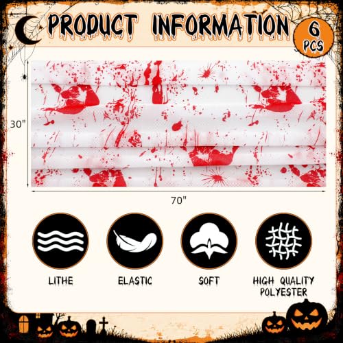 Bloody Handprint Halloween Table Runner Set - 6 Lace Decor 30x70 Inches - Red Variant