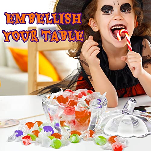 Glass Pumpkin Candy Jar Set - Large & Small with Lids - Clear Halloween Decor