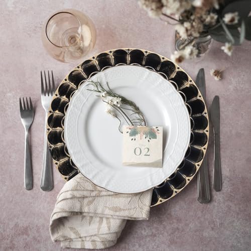 12-Piece Black Decorative Plastic Charge Plates for Holiday & Dinner Table Setting - Variation of THIS listing