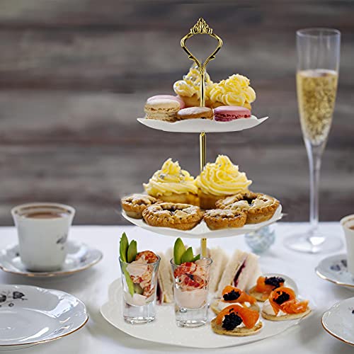 Happy Will Gold 3-Tier Cake Stand Hardware Kit with Crown Handle - Fruit & Dessert Plate Fittings