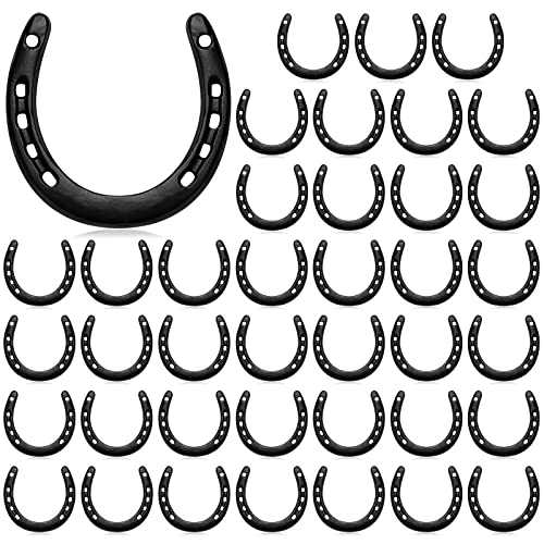 Black Horseshoe Wall Decor Set - 40 Cast Iron Lucky Horse Shoes for Weddings & Parties - 4.53 x 4.33 Inch