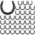 Black Horseshoe Wall Decor Set - 40 Cast Iron Lucky Horse Shoes for Weddings & Parties - 4.53 x 4.33 Inch